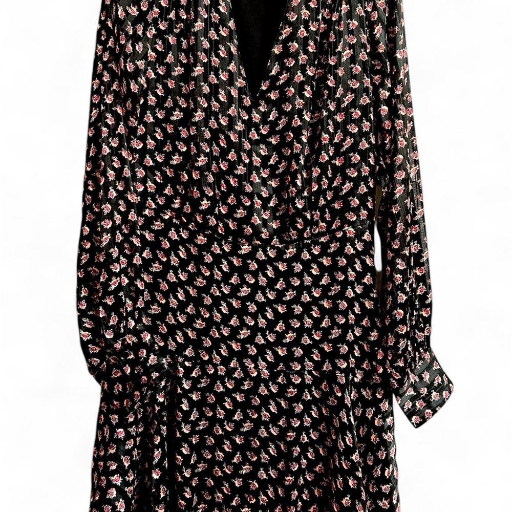 Scotch & Soda Floral Long Sleeve Dress in Black and Pink